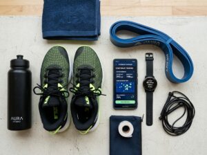 court sports smart training gear flat lay